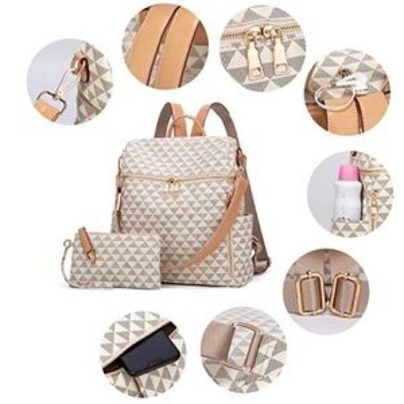 New Leather Anti -Theft Backpack & Purse Set - Picture 3 of 10